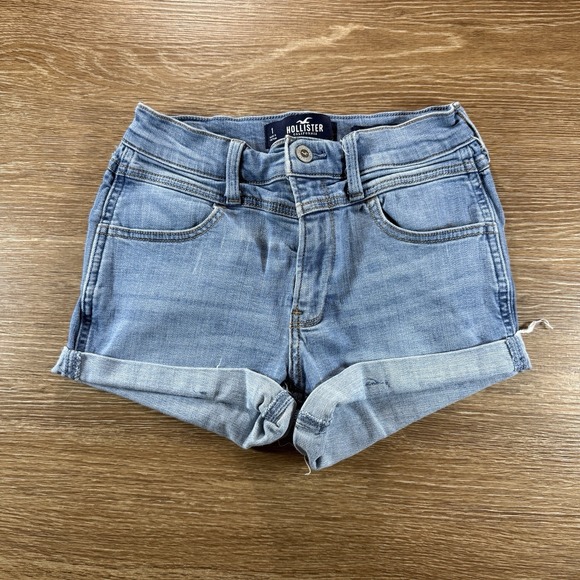 Hollister Pants - Hollister Women's High Rise Denim Shorts Light Wash Cuffed W25 Size 1 Casual